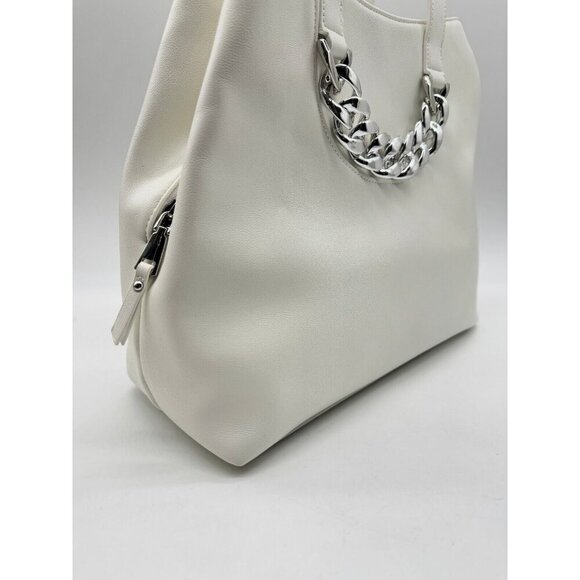 INC Trippii faux-leather chain detail women's tote bag - White / Silver (Used) - Picture 11 of 11